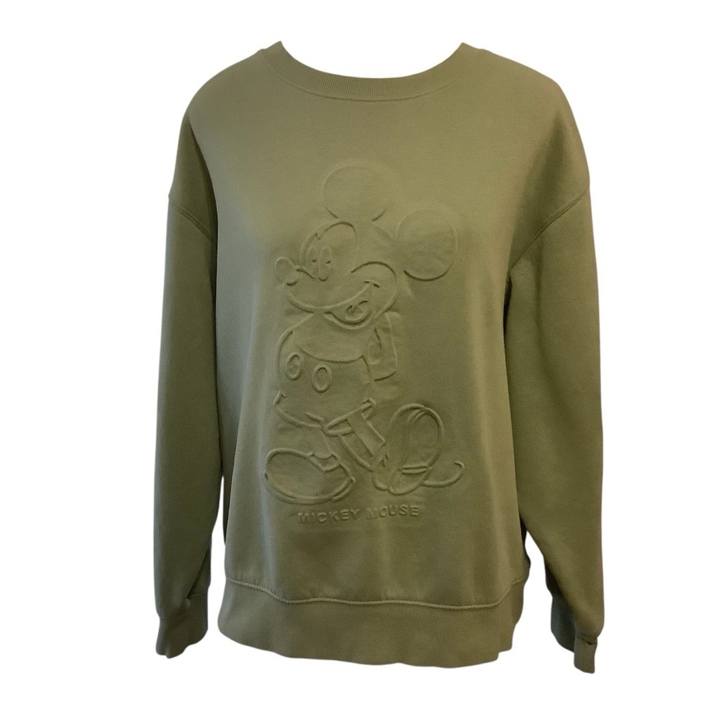 H&M GREEN MICKEY MOUSE EMBOSSED LOGO LONG SLEEVE CREW NECK SWEATSHIRT/ Size L
